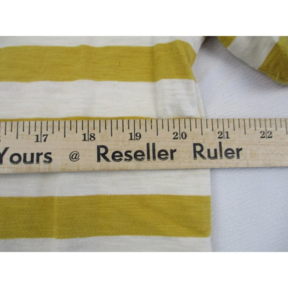Guess Shirt Mens Small Yellow Striped Originals Embroidered Logo Crewneck Tee - Picture 6 of 9